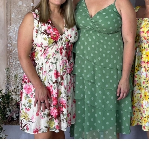 Abercombie & Fitch Smocked Plunge Sleeveless Dress Sz Large Pink Floral V Neck - Picture 12 of 12